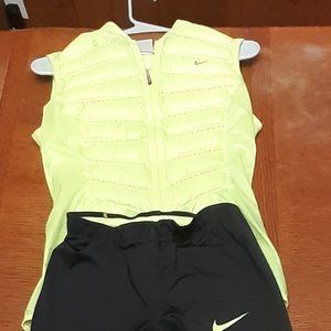 Nike running vest and runnning shorts, yellow